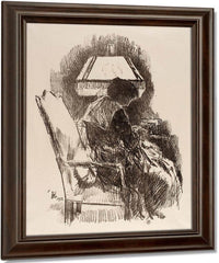 Mrs. Hassam, Knitting By Childe Hassam Fine Art Print