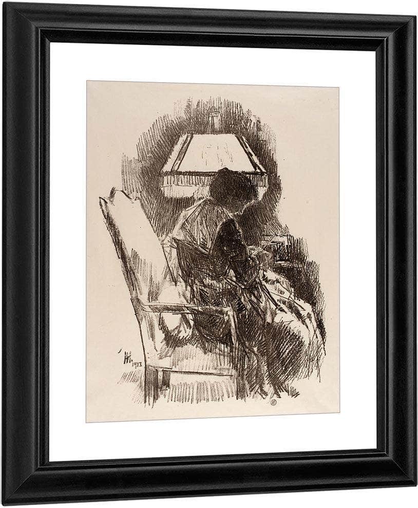 Mrs. Hassam, Knitting By Childe Hassam Fine Art Print
