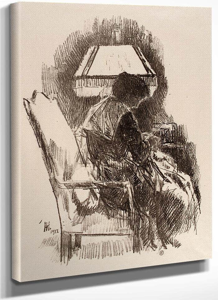 Mrs. Hassam, Knitting By Childe Hassam Fine Art Print