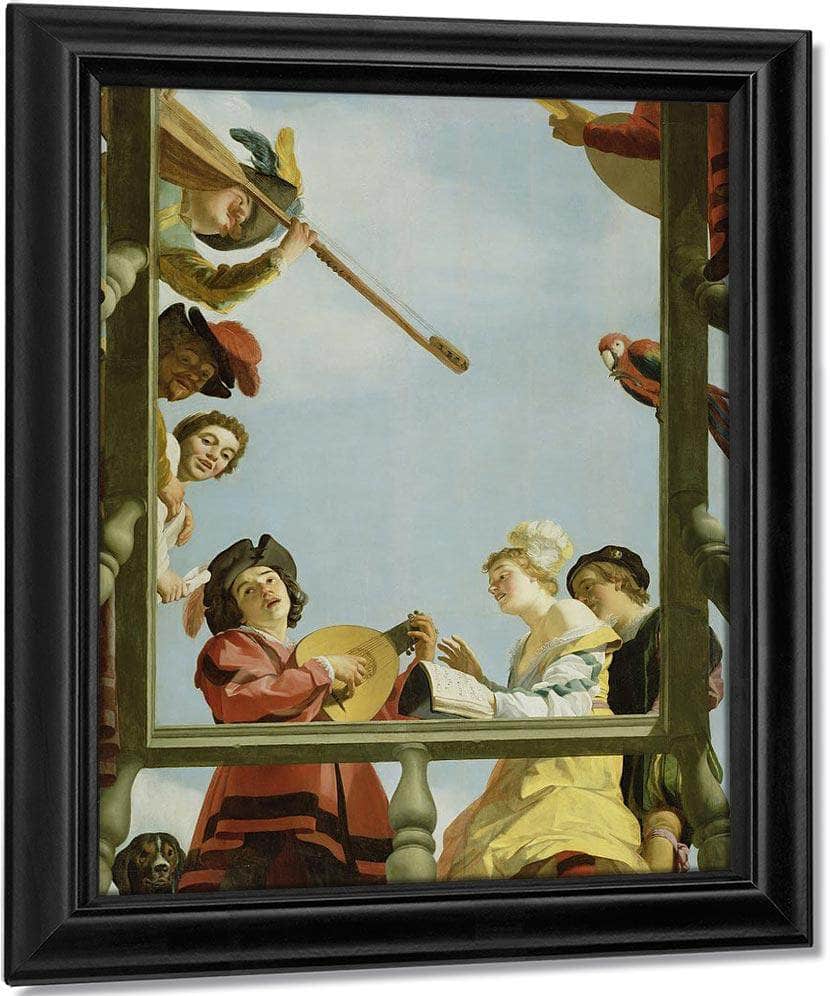 Musical Group On A Balcony By Gerrit Van Honthorst Fine Art Print