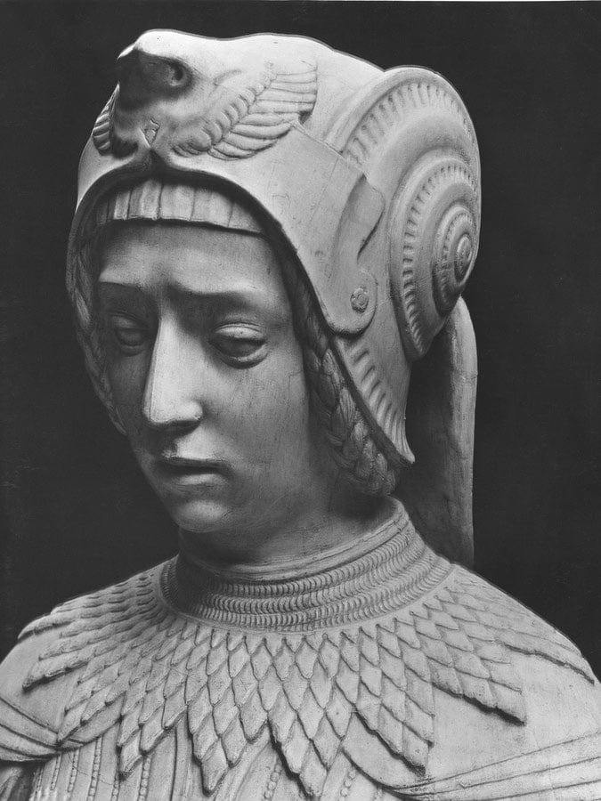 Nantes, St. Peter And St. Paul Cathedral, Tomb Of Francis Ii, Duke Of Brittany And Marguerite Of Foix, Head Of Fortitude (Detail) (B W Photo) By Michel Colombe Fine Art Print
