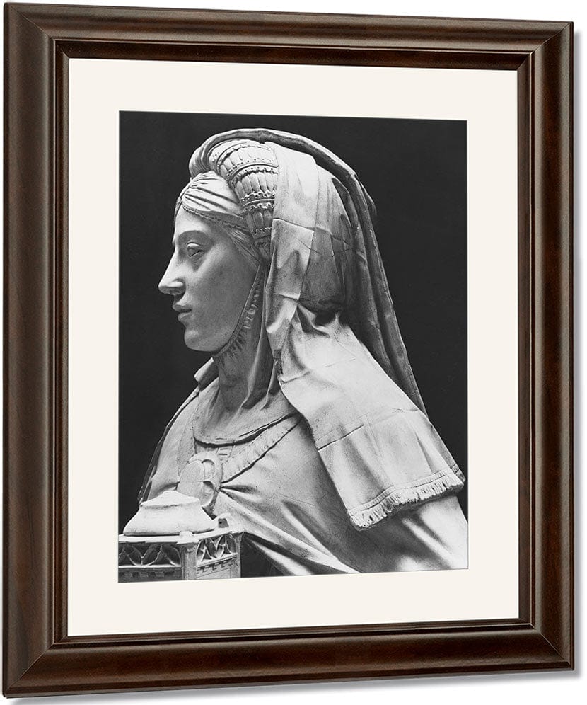 Nantes, St. Peter And St. Paul Cathedral, Tomb Of Francis Ii, Duke Of Brittany And Marguerite Of Foix, Head Of Temperance (B W Photo) By Michel Colombe Fine Art Print