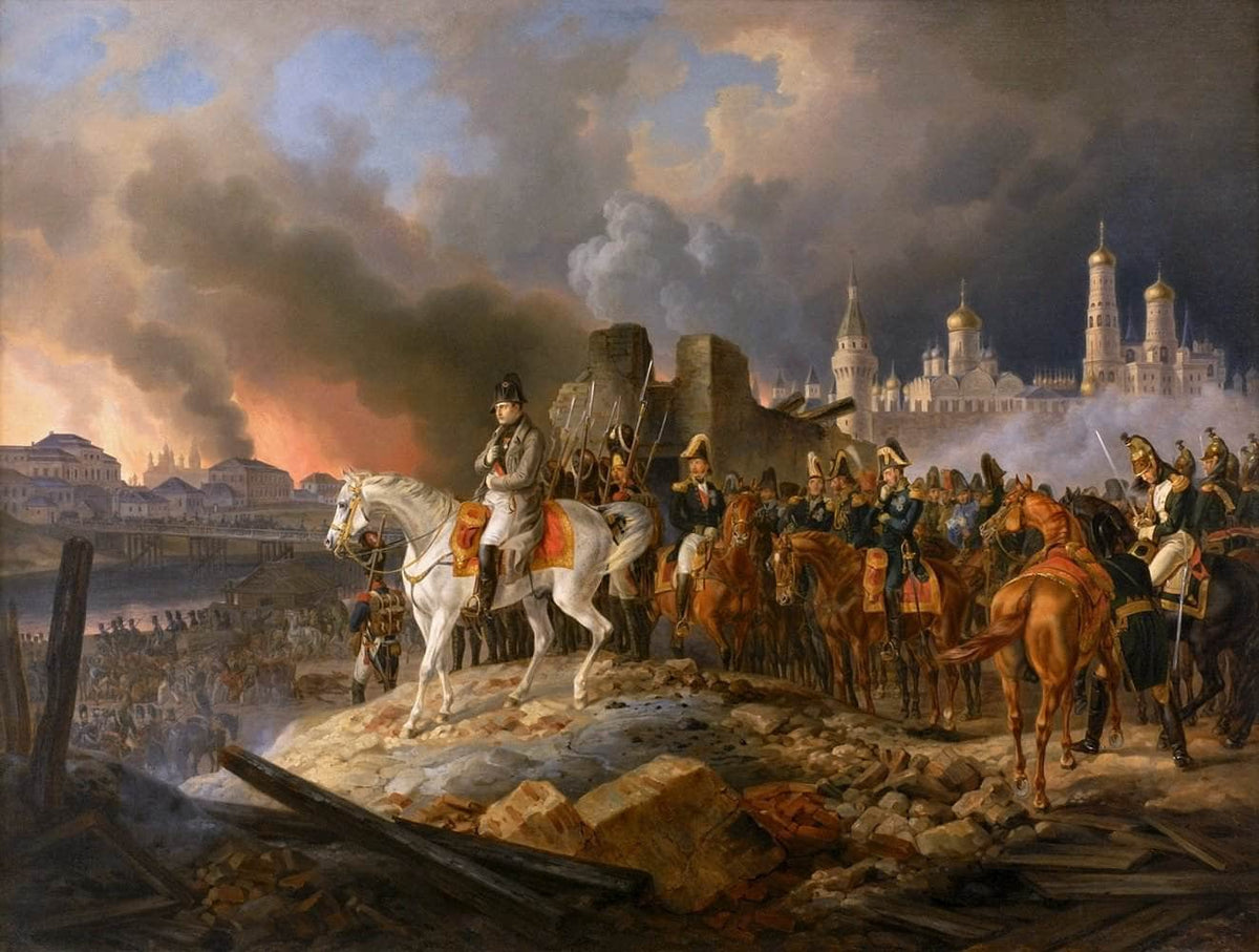 Napoleon In Burning Moscow Painting Adam Albrecht Canvas Art Fine Art Print