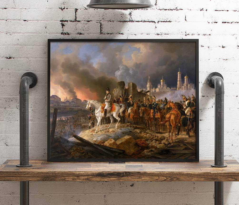 Napoleon In Burning Moscow Painting Adam Albrecht Canvas Art Fine Art Print