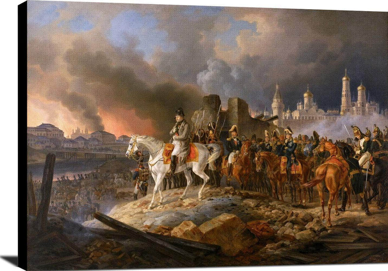 Napoleon In Burning Moscow Painting Adam Albrecht Canvas Art Fine Art Print
