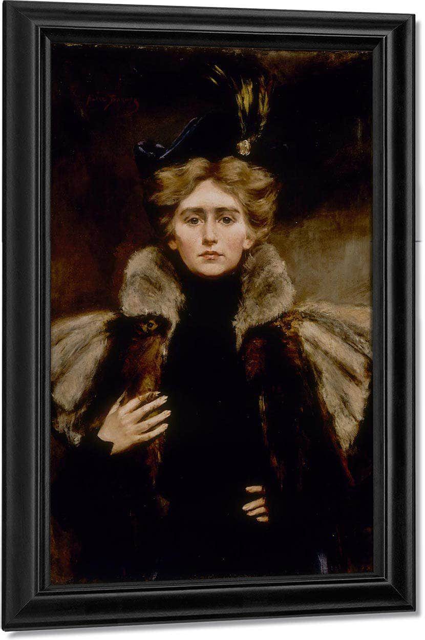 Natalie In Fur Cape By Alice Pike Barney Fine Art Print