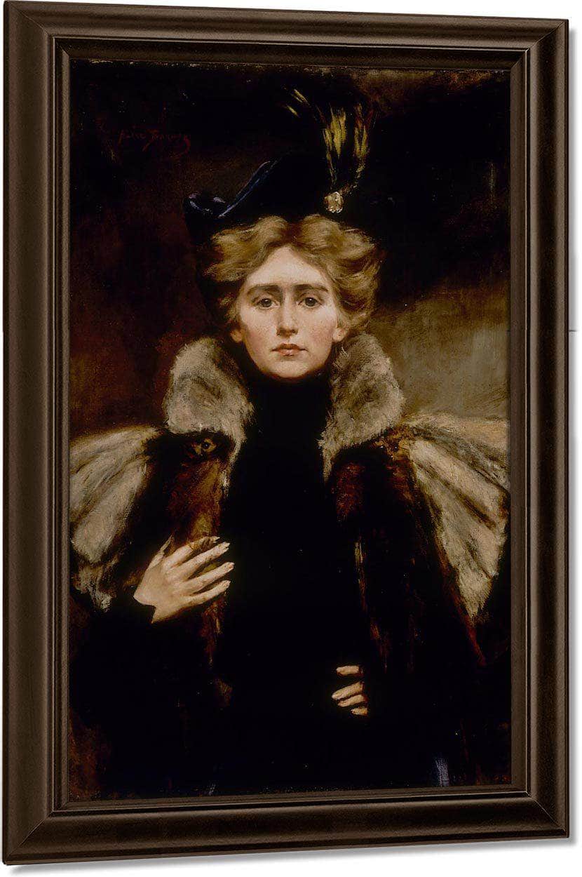 Natalie In Fur Cape By Alice Pike Barney Fine Art Print
