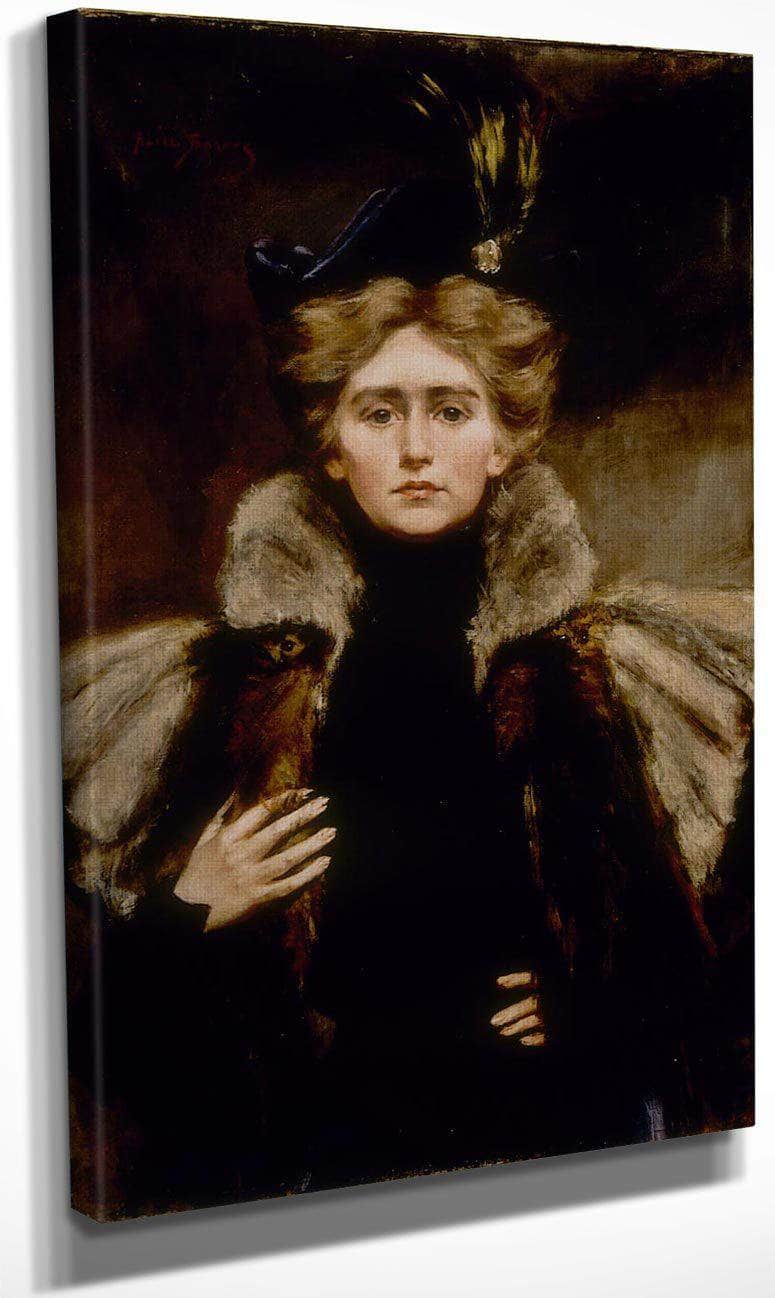 Natalie In Fur Cape By Alice Pike Barney Fine Art Print
