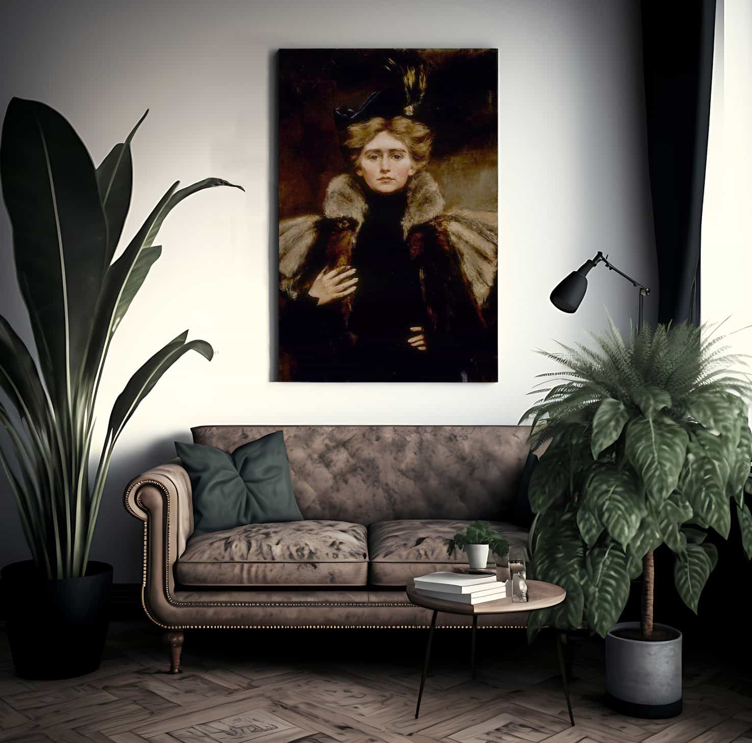Natalie In Fur Cape By Alice Pike Barney Fine Art Print