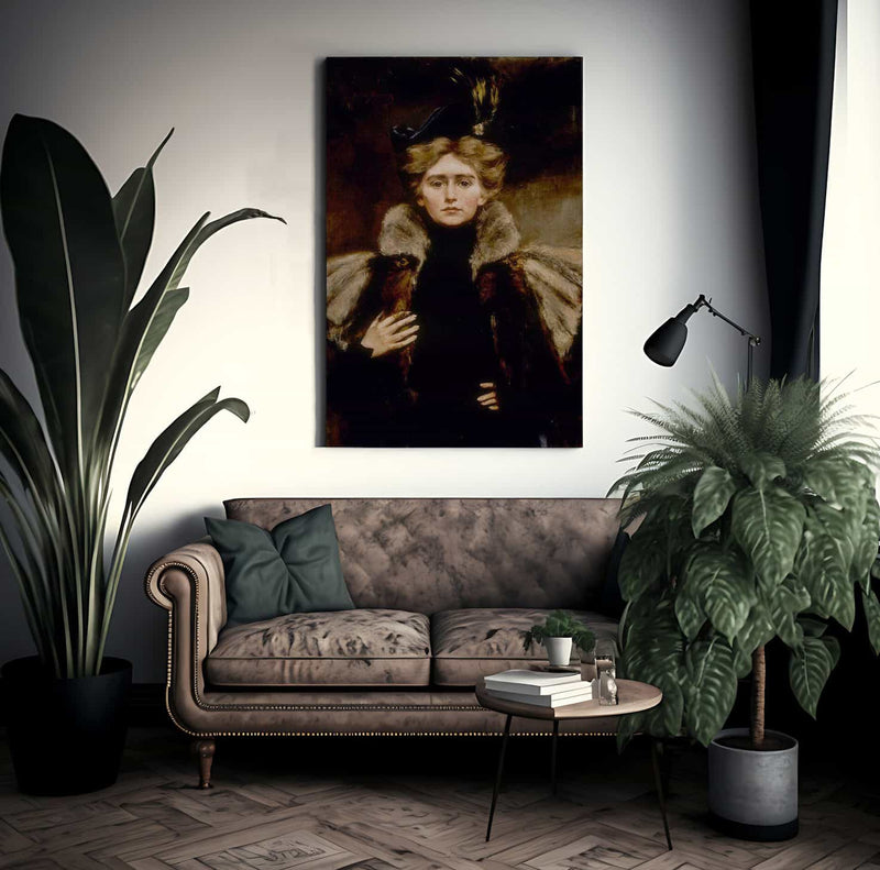 Natalie In Fur Cape By Alice Pike Barney Fine Art Print