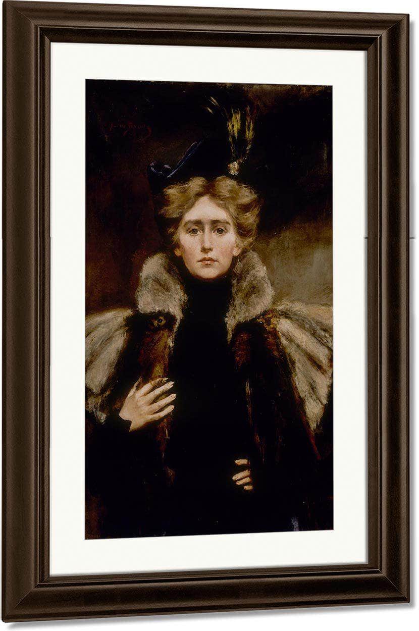 Natalie In Fur Cape By Alice Pike Barney Fine Art Print