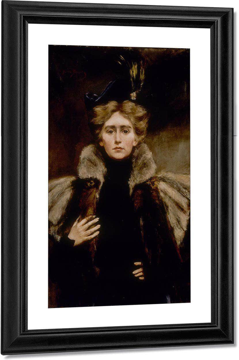 Natalie In Fur Cape By Alice Pike Barney Fine Art Print
