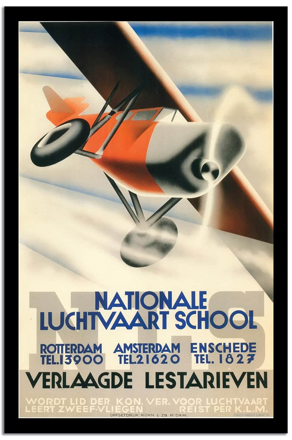 Nationnale Lucht Vaart Shool  Vintage Poster Fine Art Print