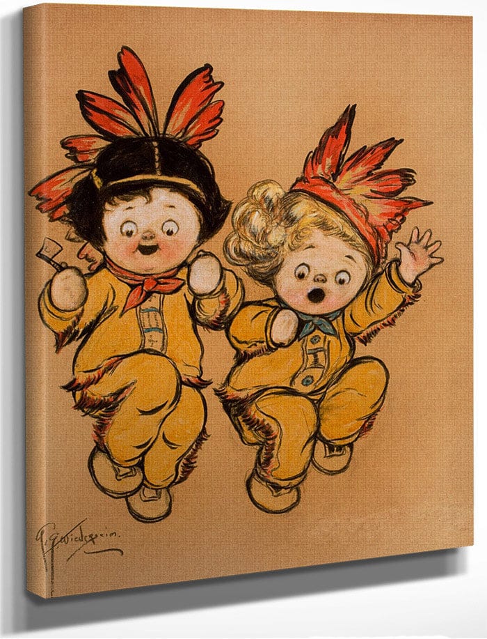 Native American Children By Grace G Drayton Fine Art Print