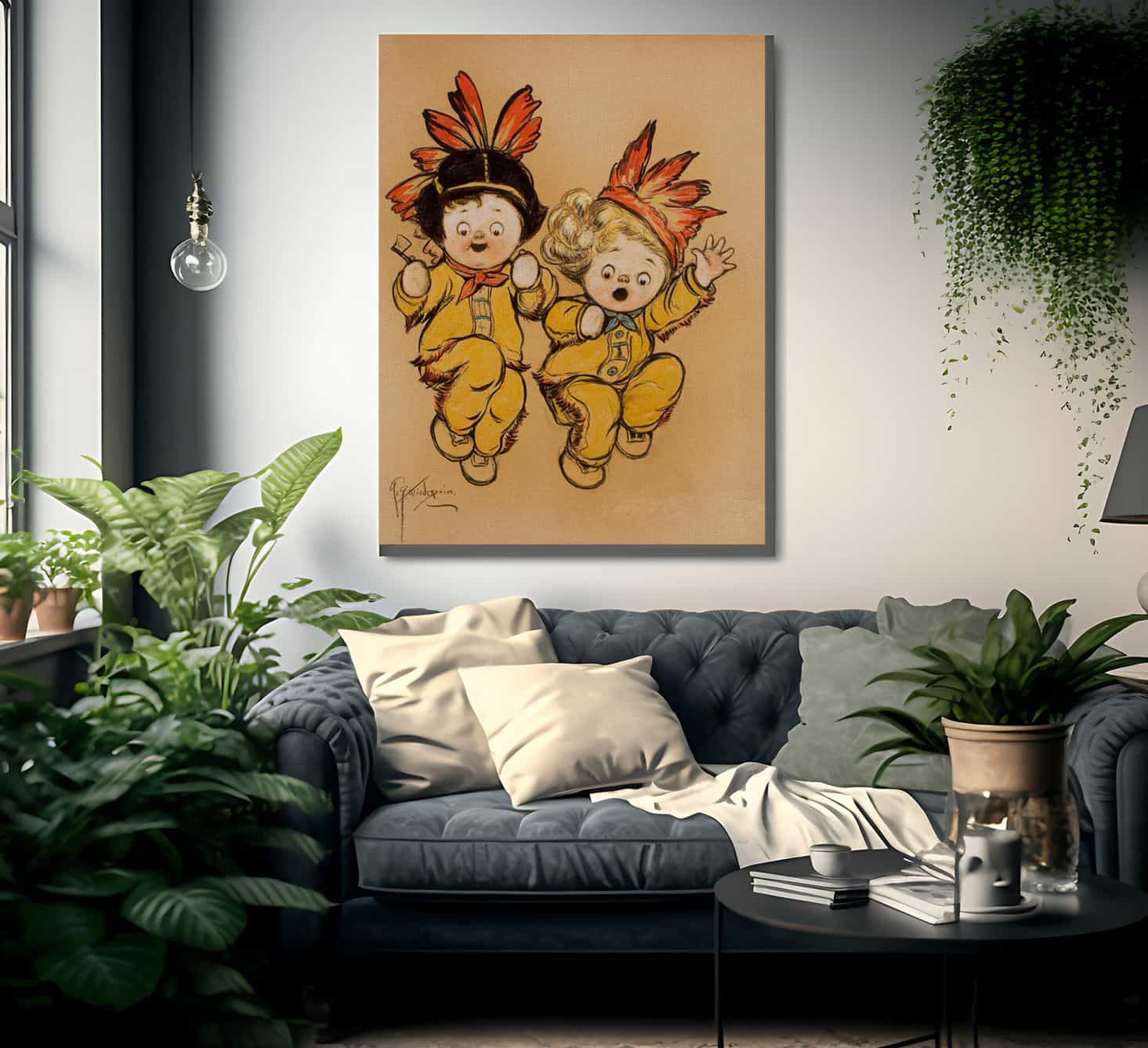 Native American Children By Grace G Drayton Fine Art Print