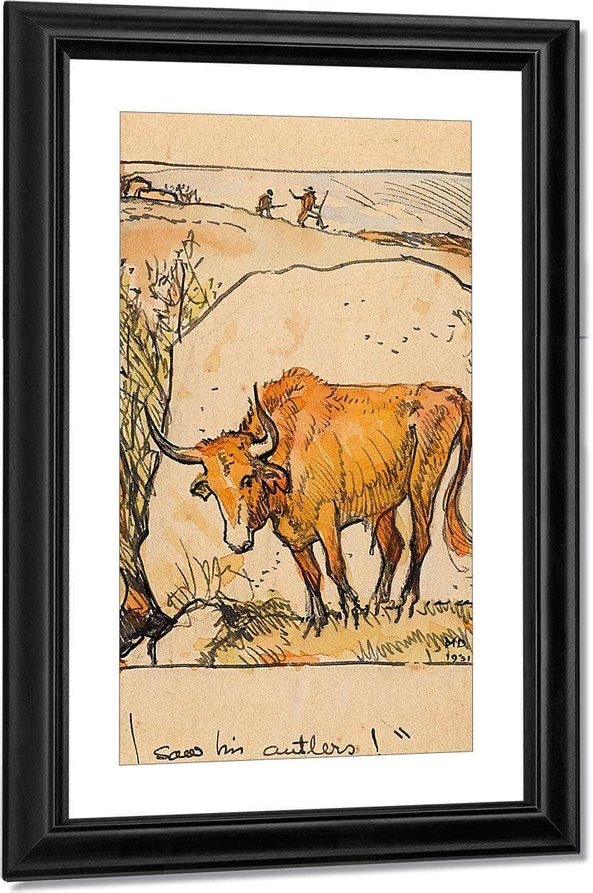 Navajo Bathers On The Little Colorado Arizona; Standing Bull (I Saw His Antlers!) (A Group Of Two) By Maynard Dixon Fine Art Print