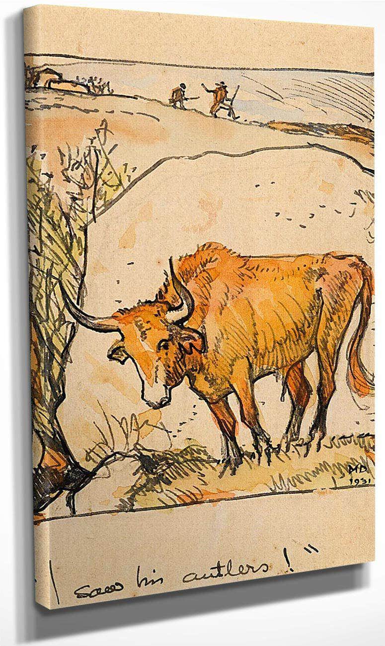 Navajo Bathers On The Little Colorado Arizona; Standing Bull (I Saw His Antlers!) (A Group Of Two) By Maynard Dixon Fine Art Print