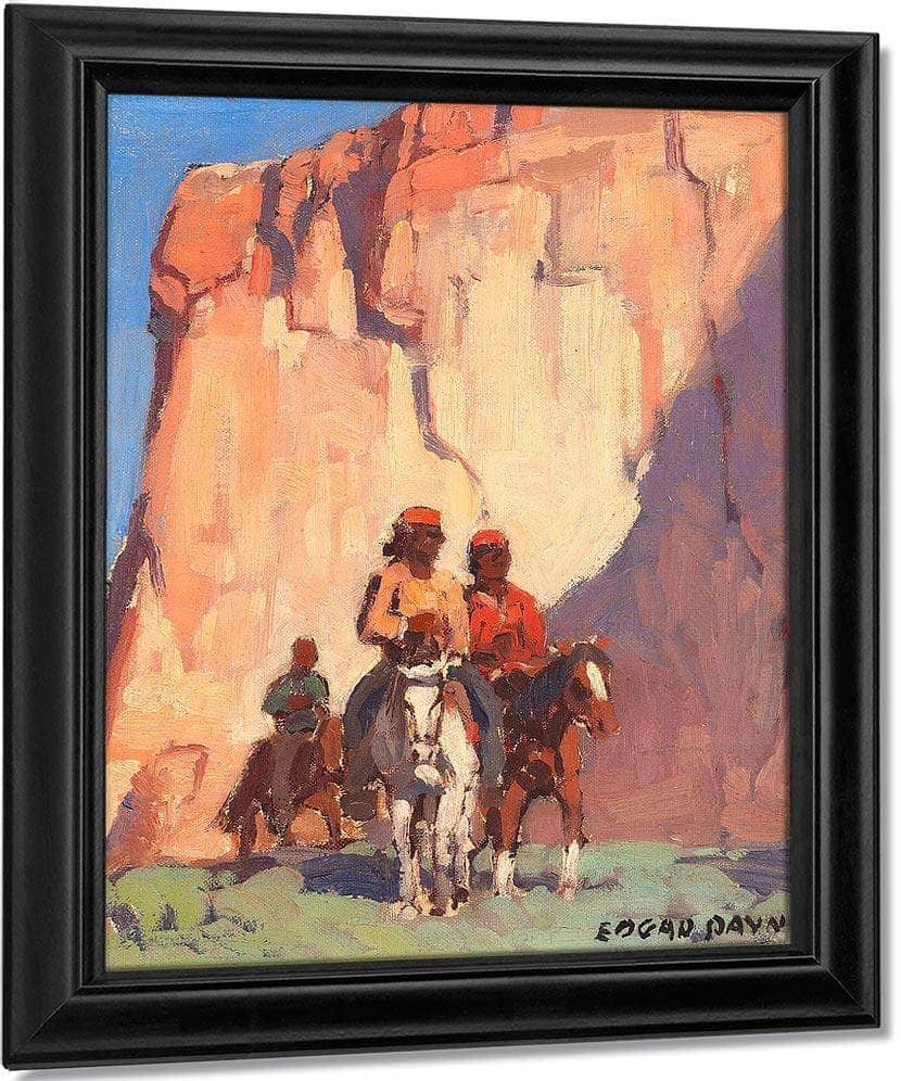 Navajos On Horseback, Canyon De Chelly By Edgar Payne Fine Art Print