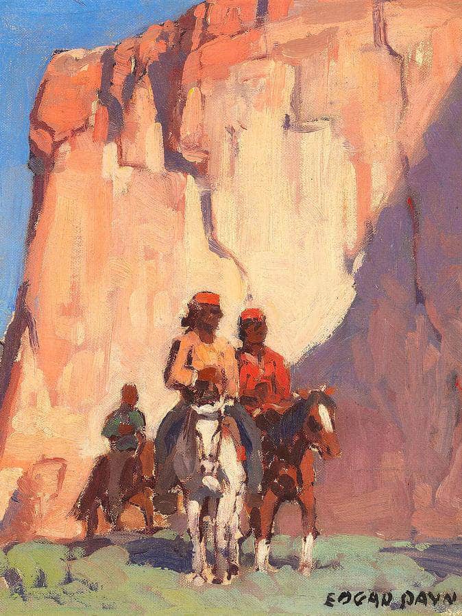Navajos On Horseback, Canyon De Chelly By Edgar Payne Fine Art Print