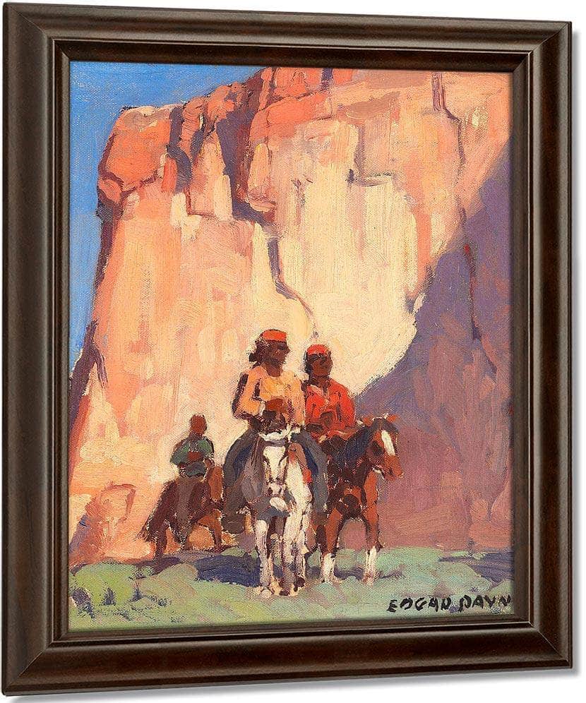 Navajos On Horseback, Canyon De Chelly By Edgar Payne Fine Art Print