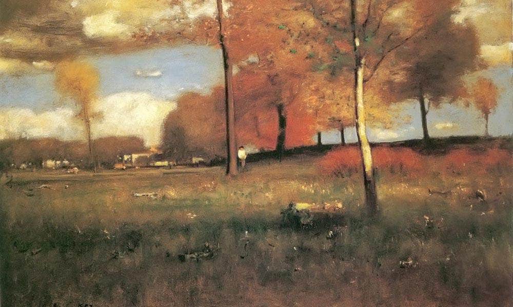 Near The Village October By George Inness Fine Art Print