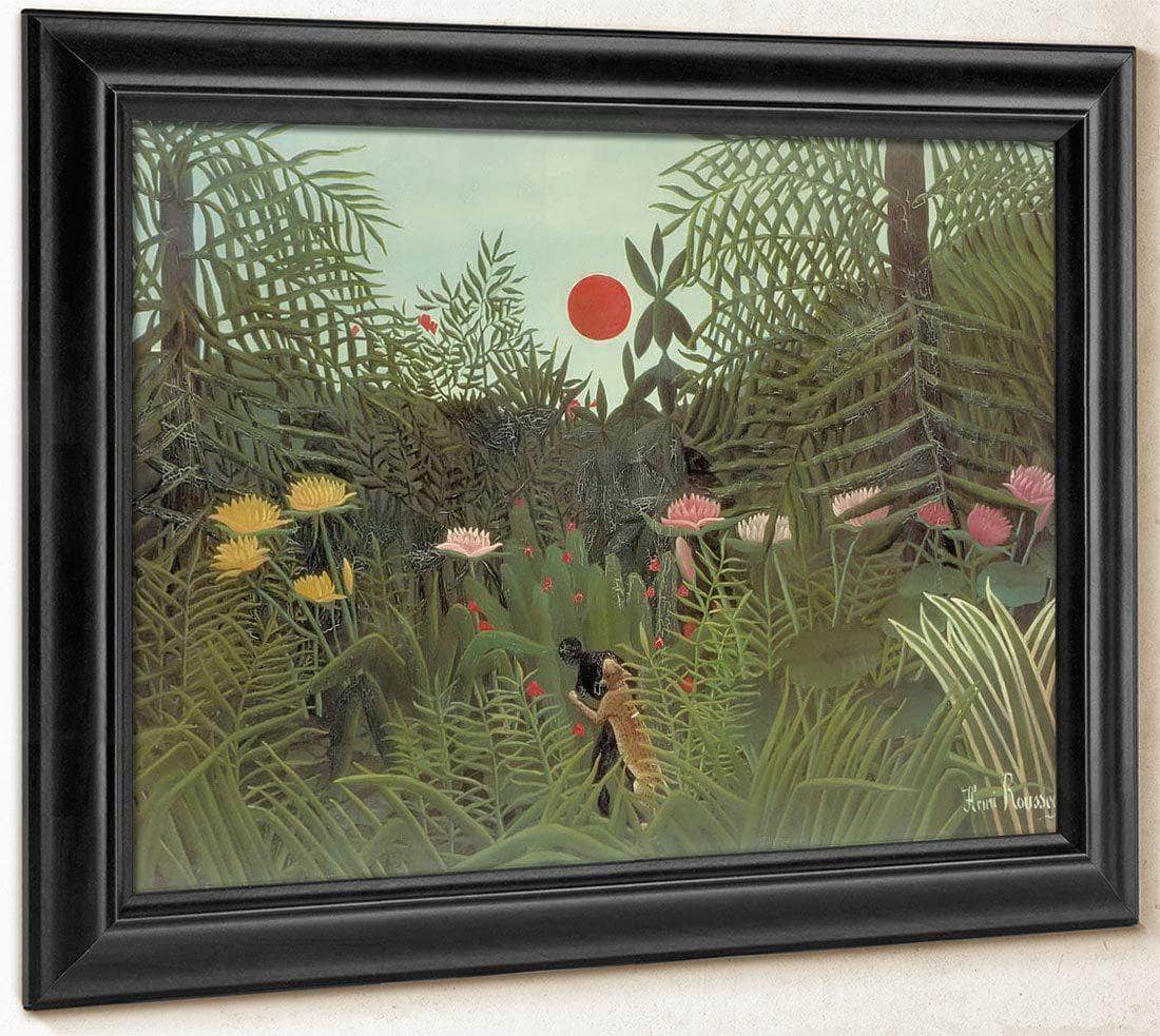 Negro Attacked By A Jaguar 1910 By Henri Rousseau Fine Art Print