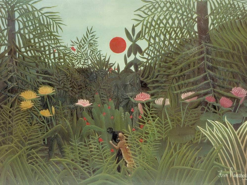 Negro Attacked By A Jaguar 1910 By Henri Rousseau Fine Art Print