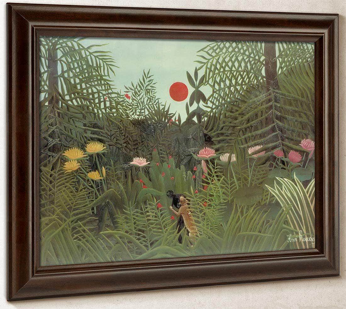 Negro Attacked By A Jaguar 1910 By Henri Rousseau Fine Art Print