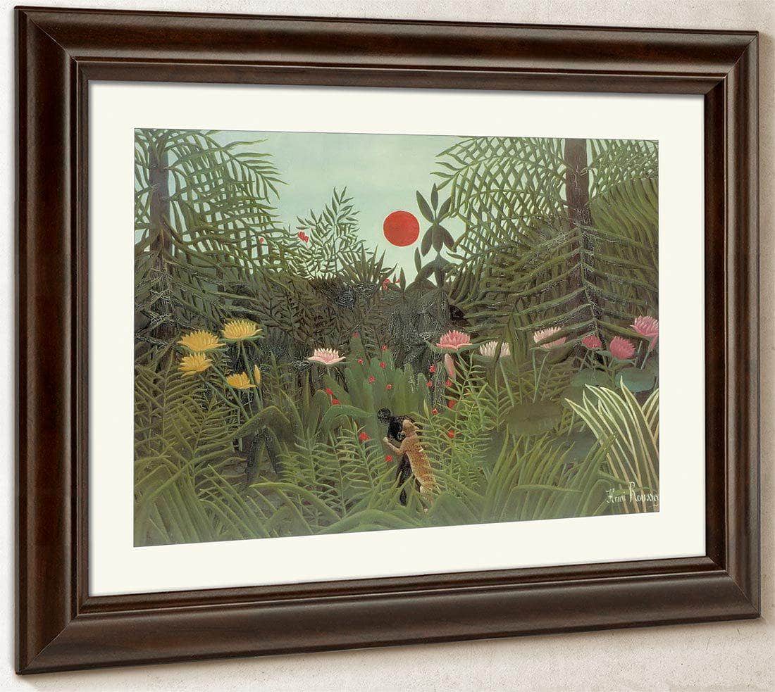 Negro Attacked By A Jaguar 1910 By Henri Rousseau Fine Art Print
