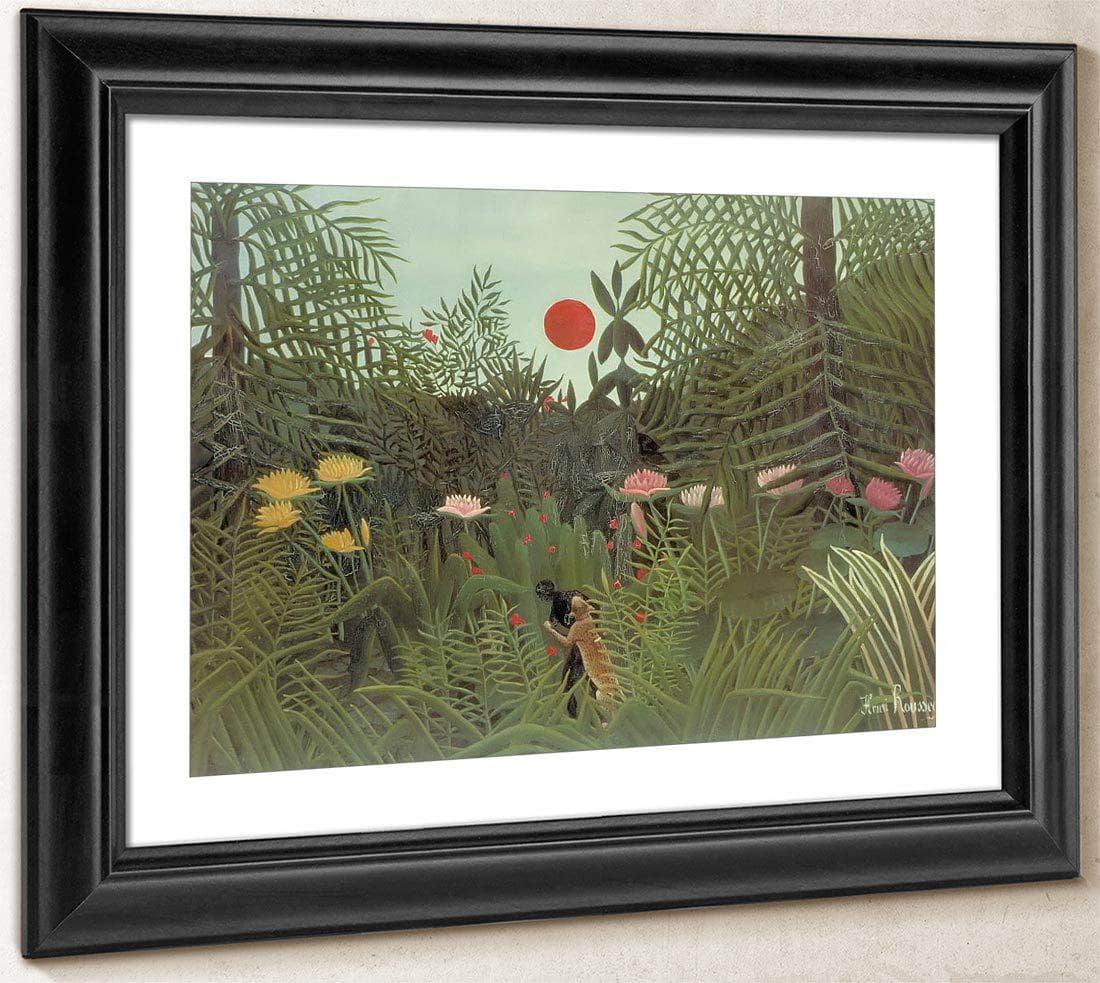 Negro Attacked By A Jaguar 1910 By Henri Rousseau Fine Art Print