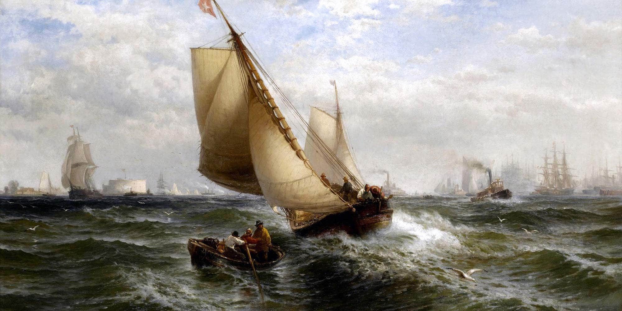 New York Bay Painting Edward Moran Canvas Art Fine Art Print