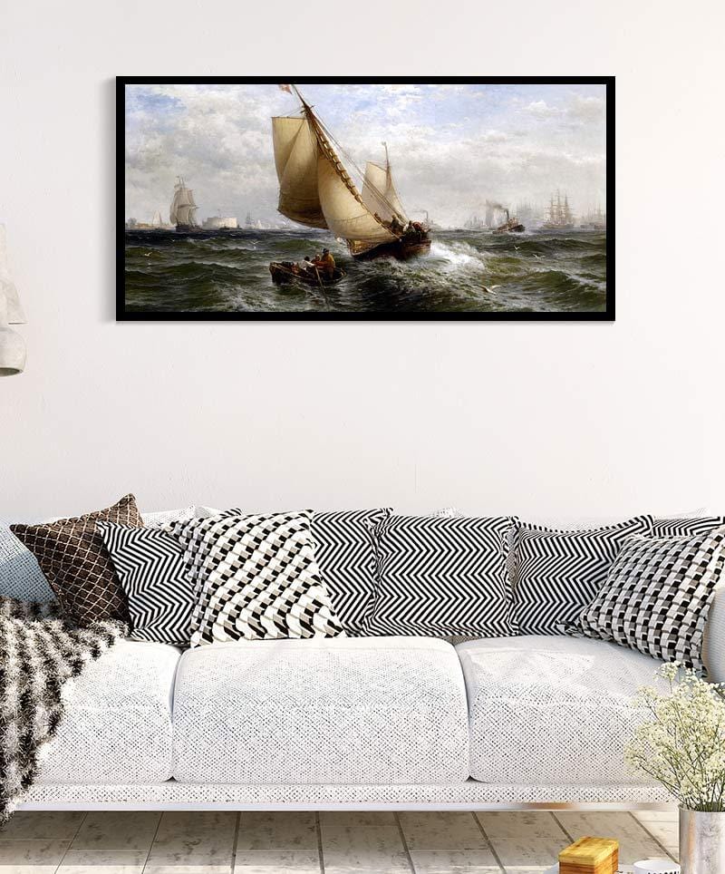 New York Bay Painting Edward Moran Canvas Art Fine Art Print