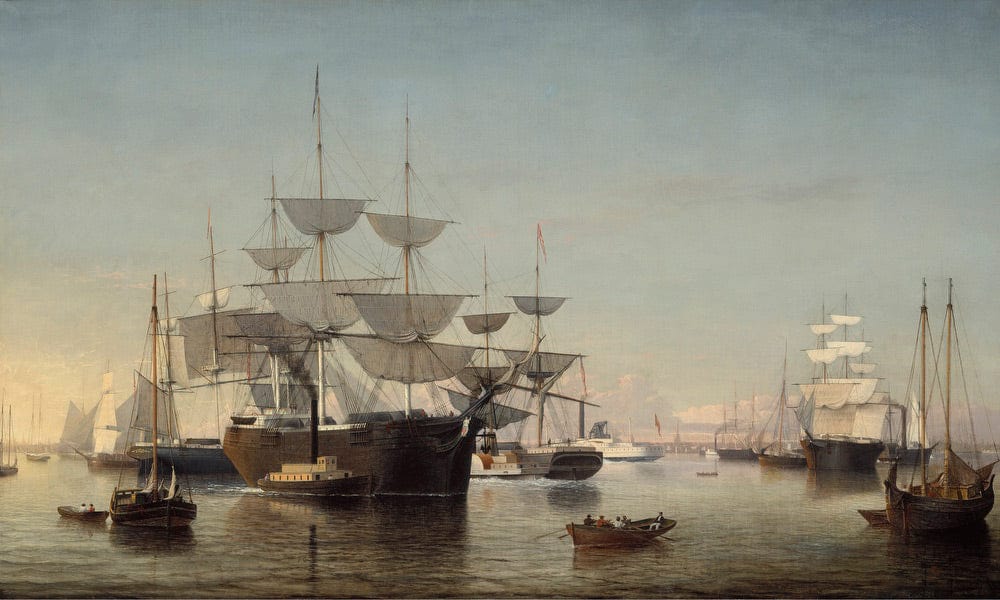 New York Harbor By Fitz Henry Lane Fine Art Print