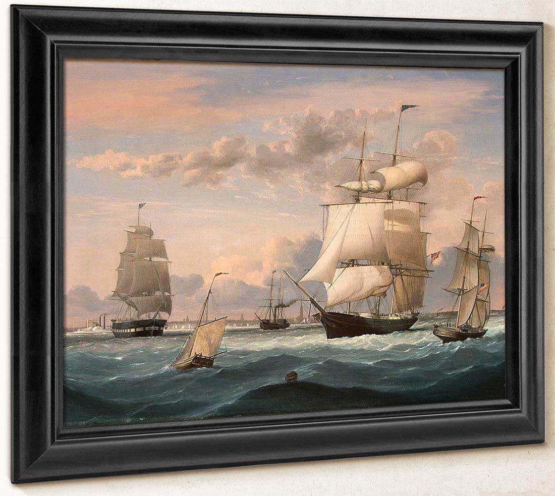 New York Harbor By Henry Fitz Lane Fine Art Print