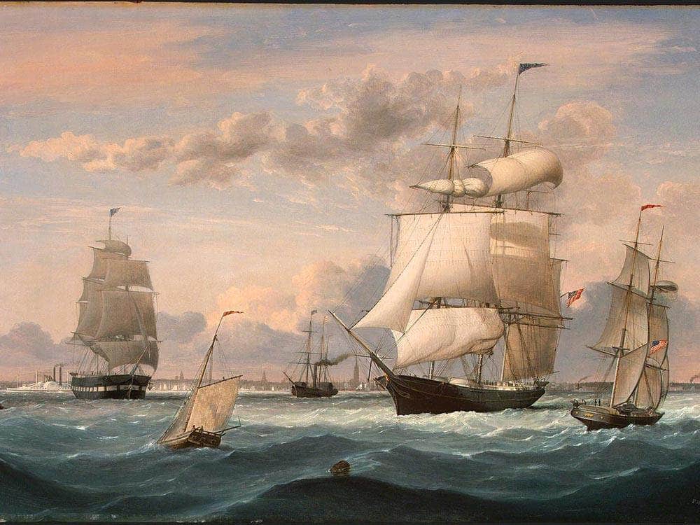 New York Harbor By Henry Fitz Lane Fine Art Print