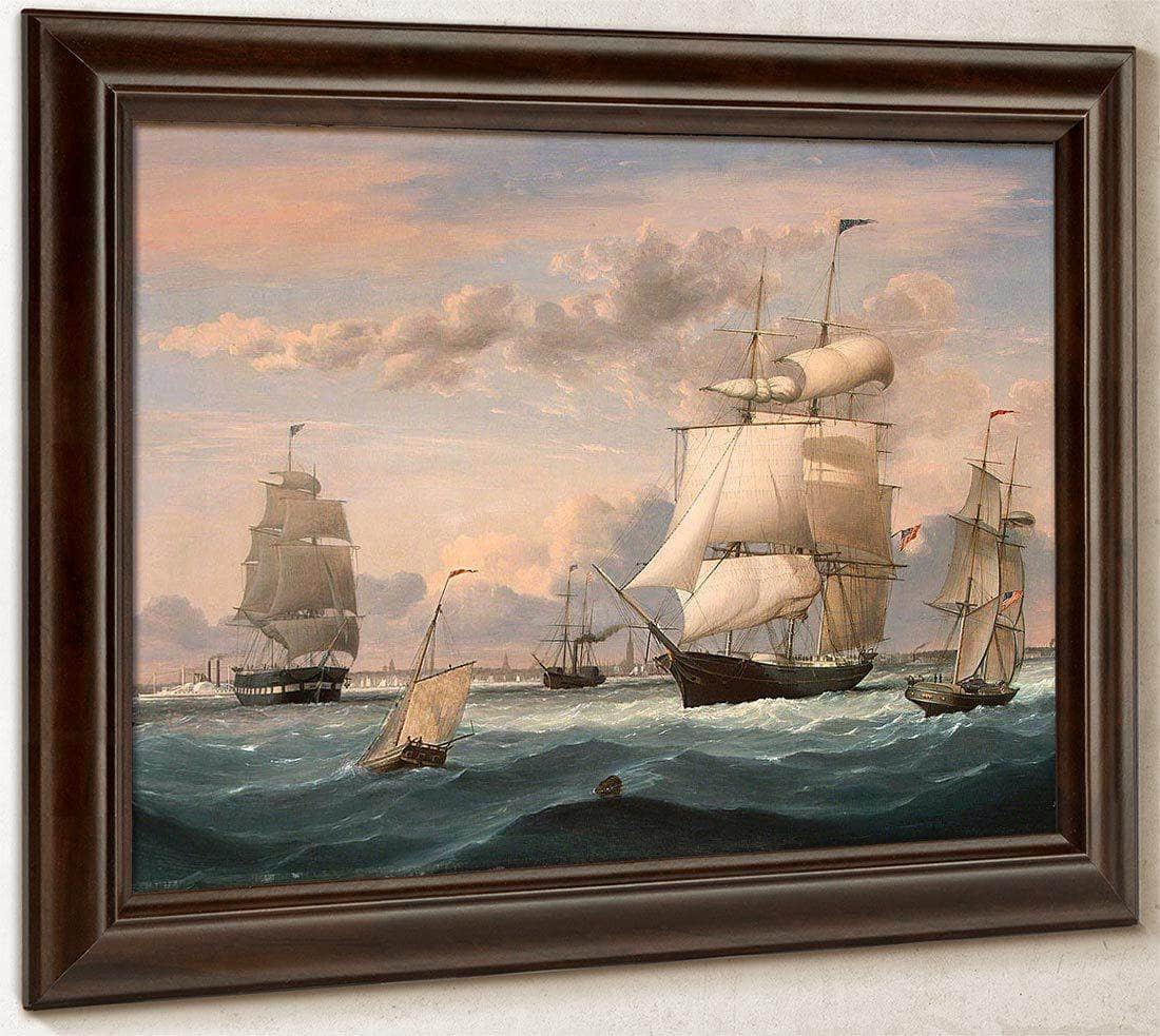 New York Harbor By Henry Fitz Lane Fine Art Print