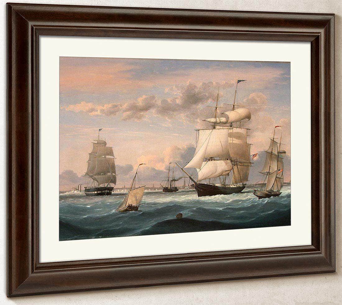 New York Harbor By Henry Fitz Lane Fine Art Print