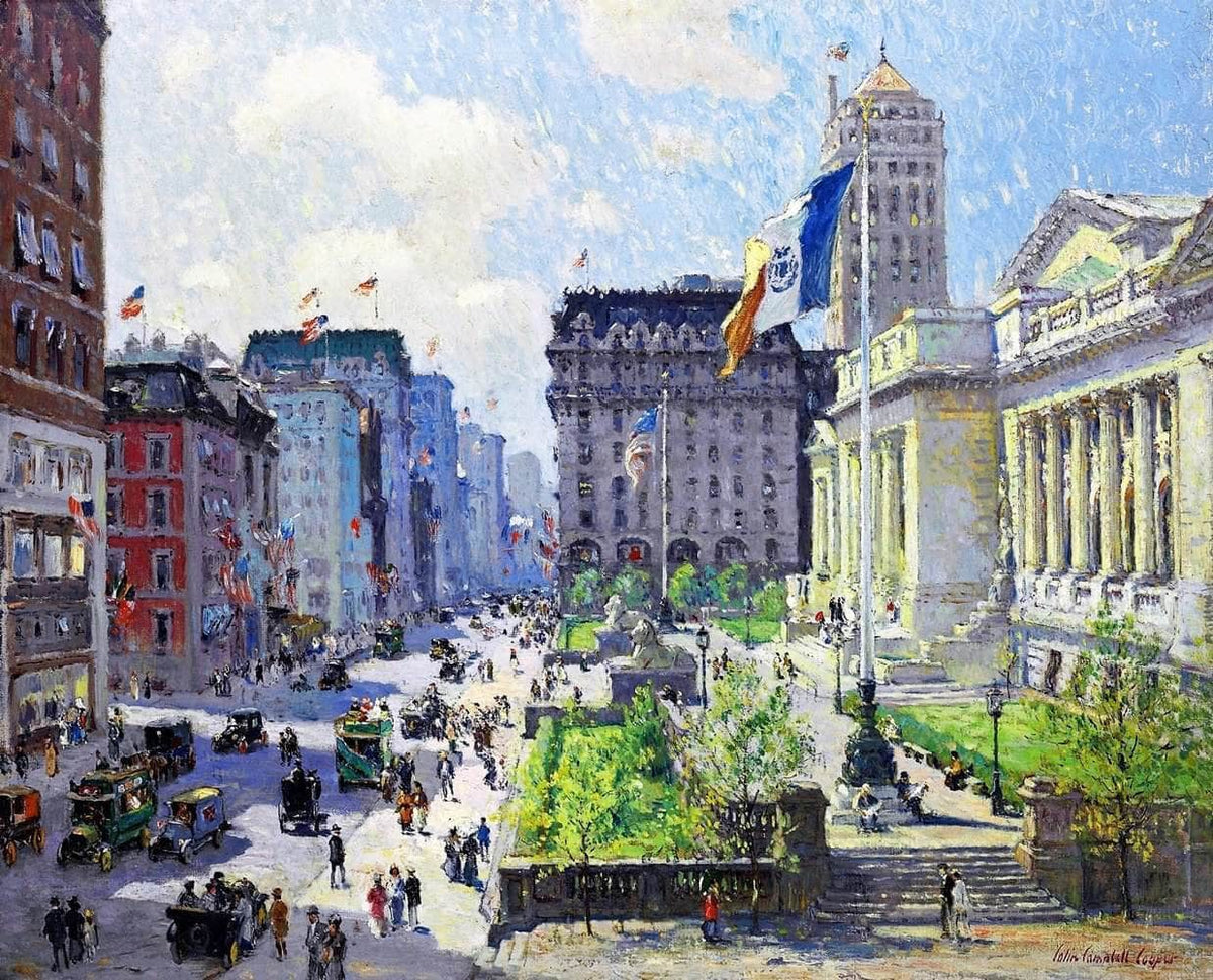New York Public Library Painting Colin Campbell Cooper Canvas Art Fine Art Print