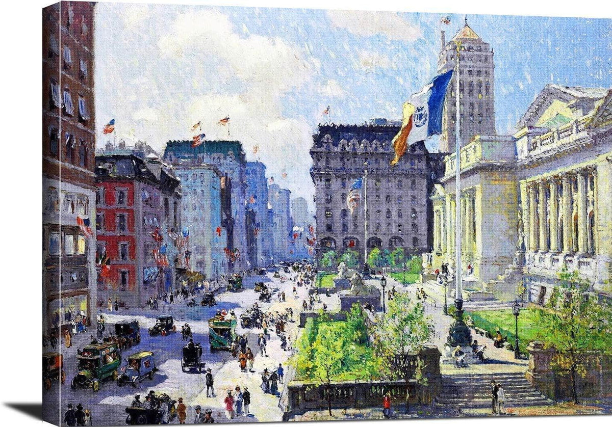 New York Public Library Painting Colin Campbell Cooper Canvas Art Fine Art Print