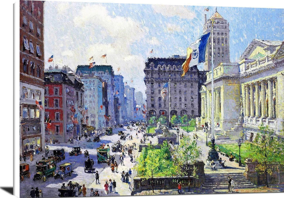 New York Public Library Painting Colin Campbell Cooper Canvas Art Fine Art Print