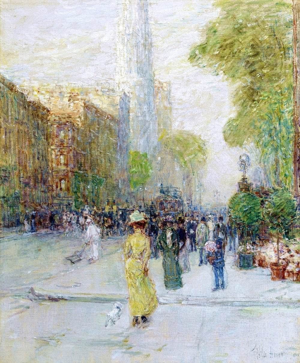 New York Street Scene Painting Frederick Childe Hassam Canvas Art Fine Art Print