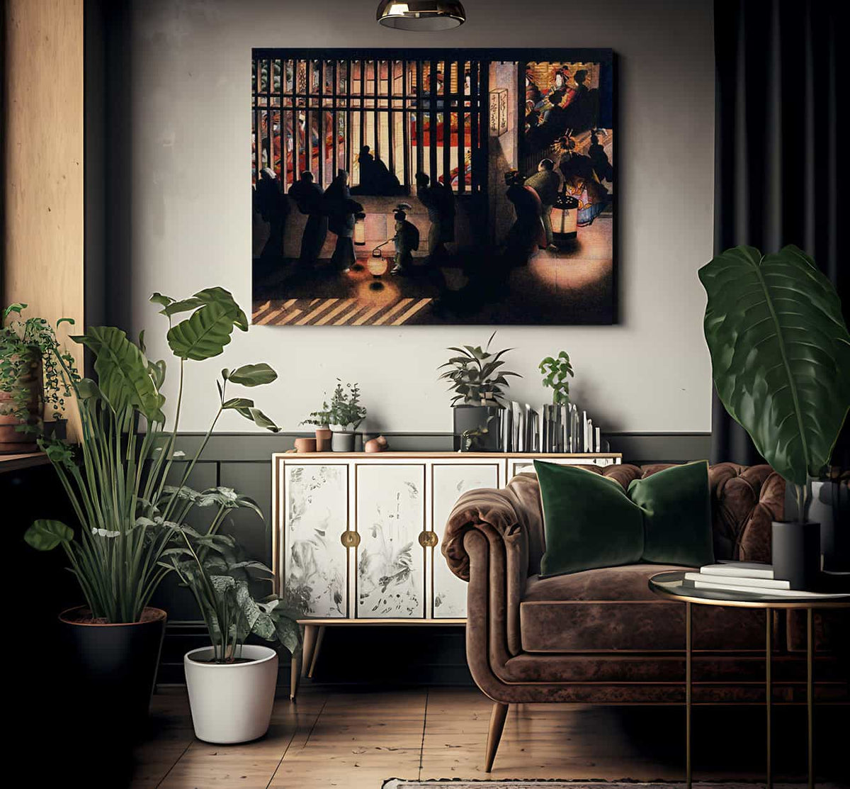 Night Scene In The Yoshiwara 1850 By Katsushika Oi Fine Art Print