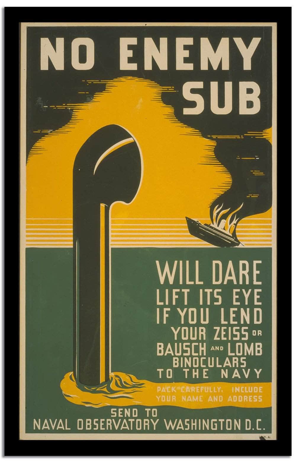 No Enemy Sub  Vintage Poster Fine Art Print