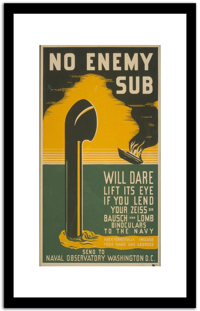 No Enemy Sub  Vintage Poster Fine Art Print