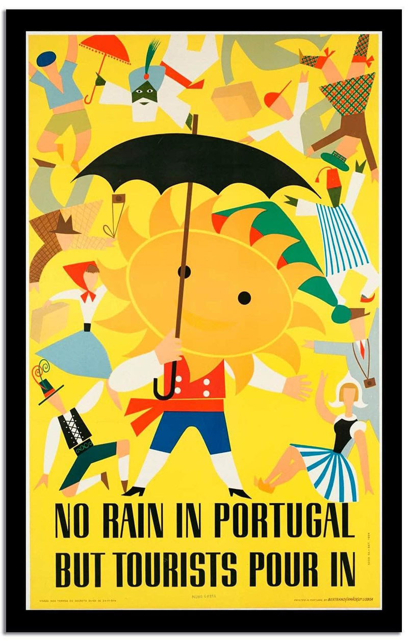 No Rain Portugal But Tourists Pour In  Vintage Poster Fine Art Print