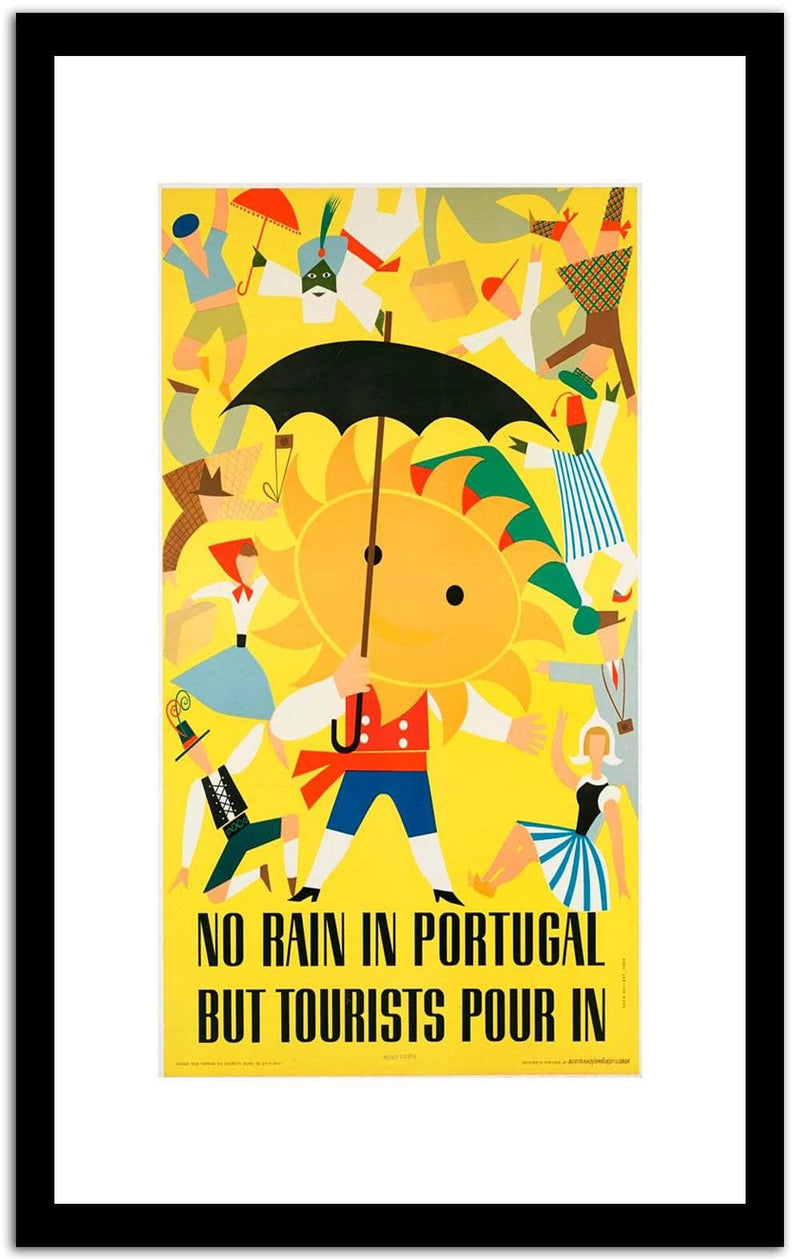 No Rain Portugal But Tourists Pour In  Vintage Poster Fine Art Print