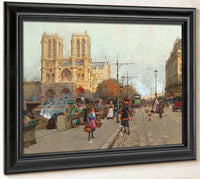 Notre Dame De Paris Vue Du Quai De Montebello By Eugene Galien Laloue Fine Art Print