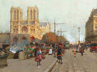 Notre Dame De Paris Vue Du Quai De Montebello By Eugene Galien Laloue Fine Art Print