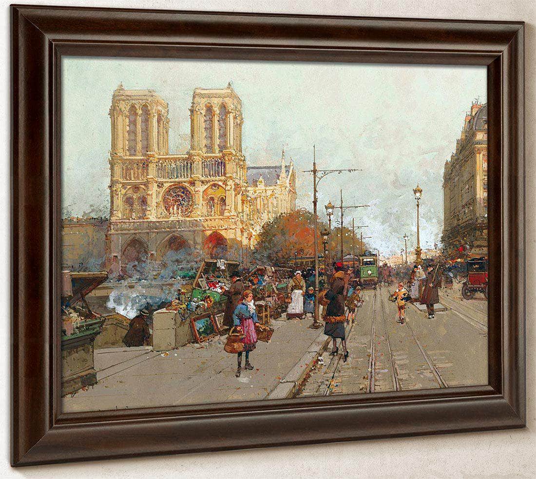 Notre Dame De Paris Vue Du Quai De Montebello By Eugene Galien Laloue Fine Art Print