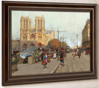 Notre Dame De Paris Vue Du Quai De Montebello By Eugene Galien Laloue Fine Art Print